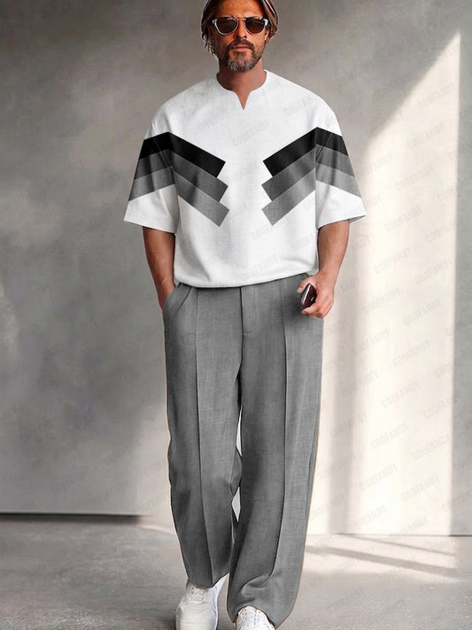 Urban Relaxed Fit Colorblock T-Shirt Pants Set