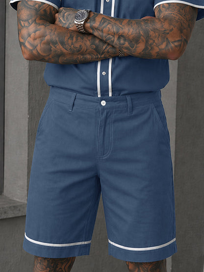 Casual 100% Cotton Contrast Tipping Shirt Set
