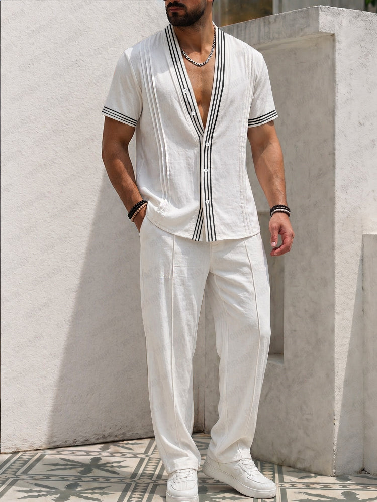 Summer Vacation Stripe Trim Matching Set