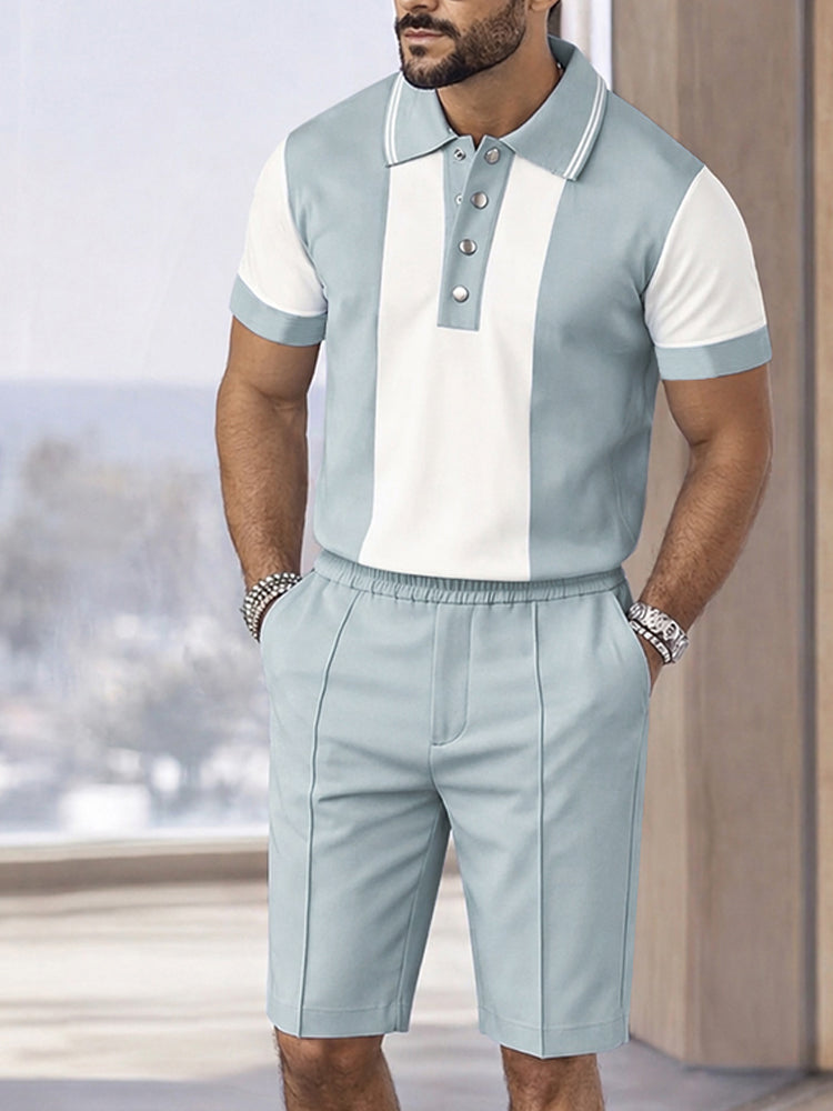 Urban Athleisure Colorblock Polo Shirt Set