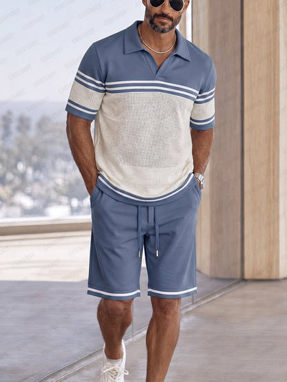 Athleisure Breathable Mesh Patchwork T-Shirt Set
