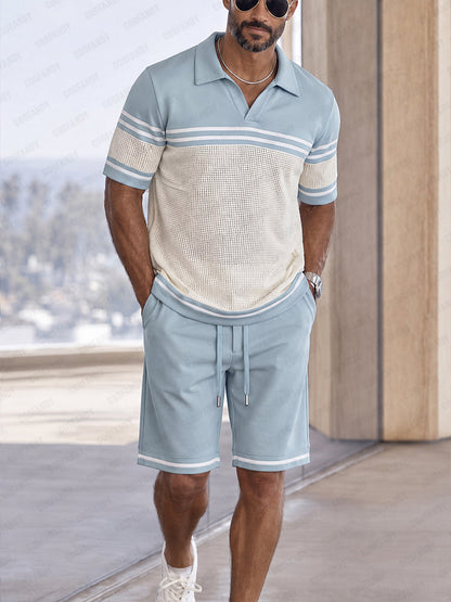 Athleisure Breathable Mesh Patchwork T-Shirt Set