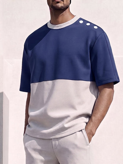 Stylish Elastic Two-tone Waffle Matching Sets