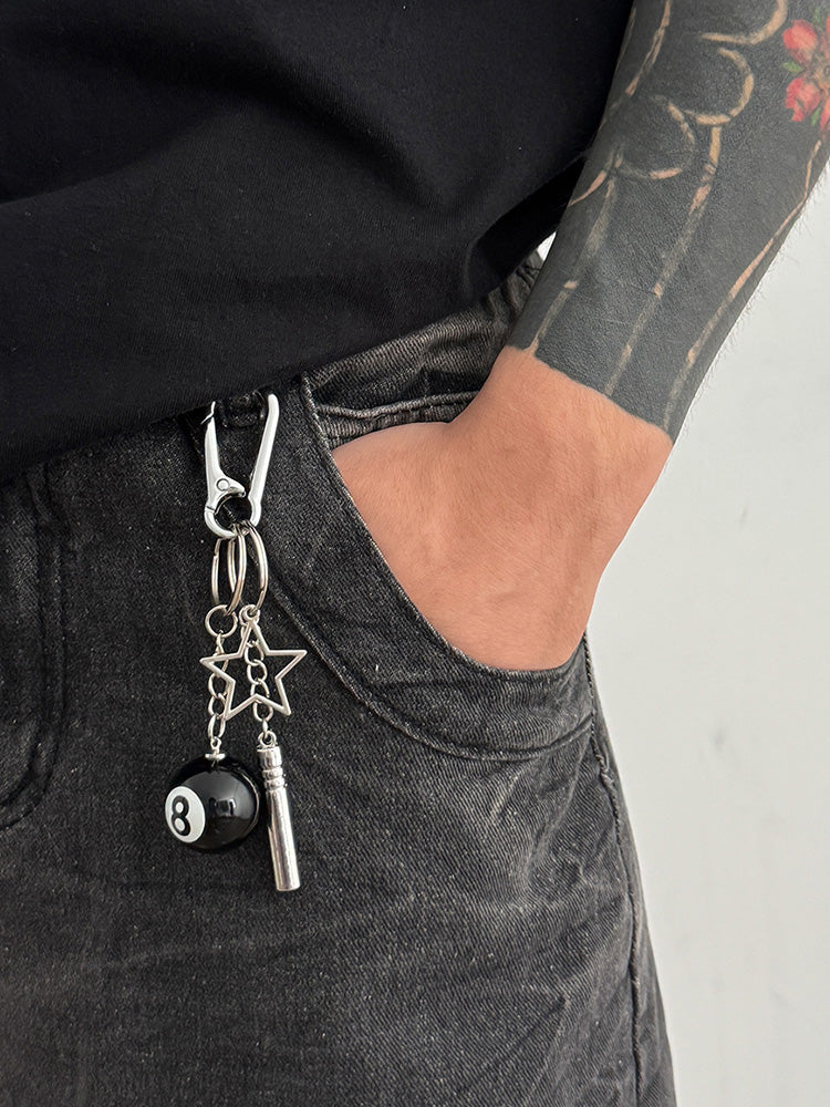 Goth Table Ball Pendant Keyring Bag Jeans Chain
