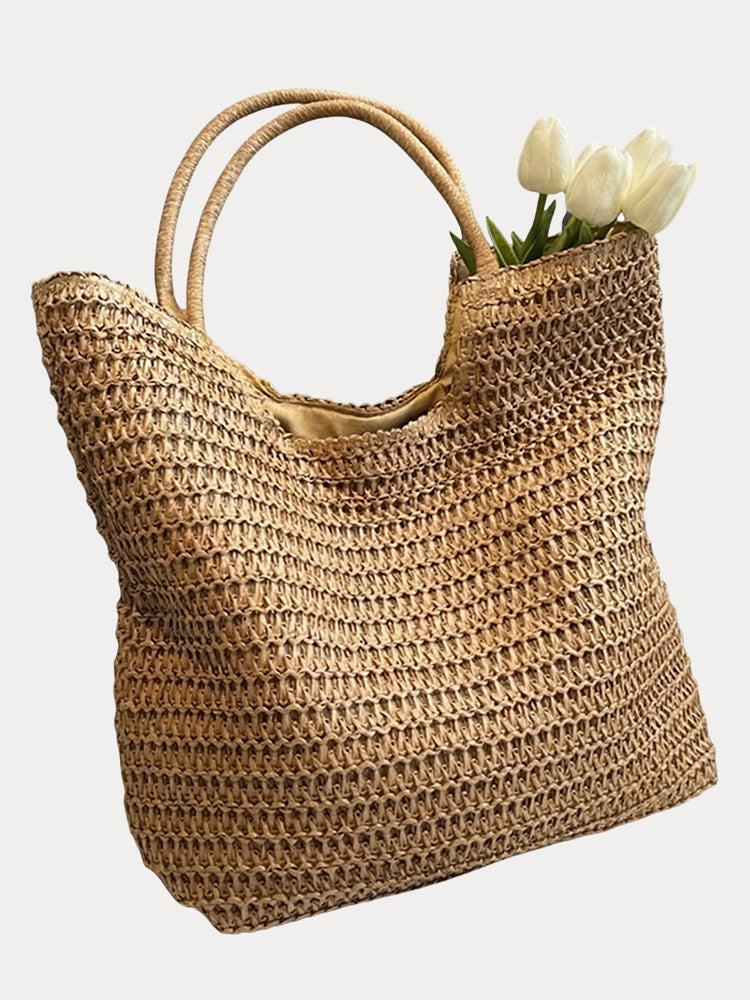 Boho Simple Large Capacity Woven Straw Tote Bag