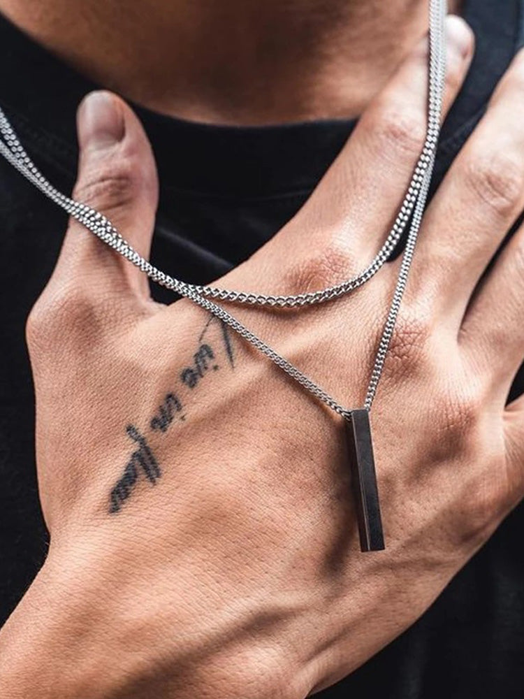 Simple Vertical Bar Pendant Necklace