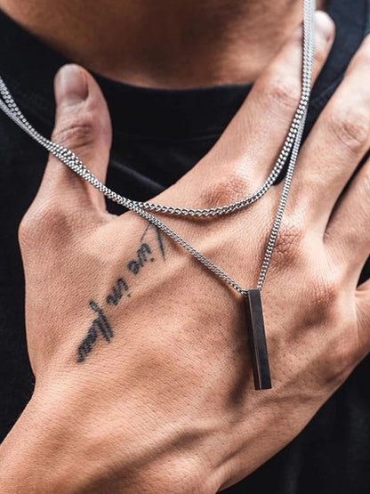Simple Vertical Bar Pendant Necklace