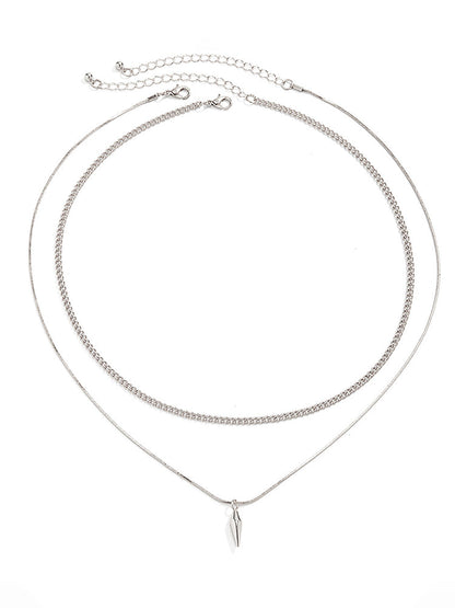 2Pcs Punk Rivet Pendant Necklace Set
