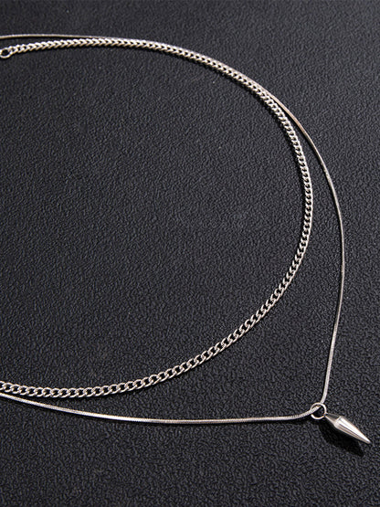2Pcs Punk Rivet Pendant Necklace Set