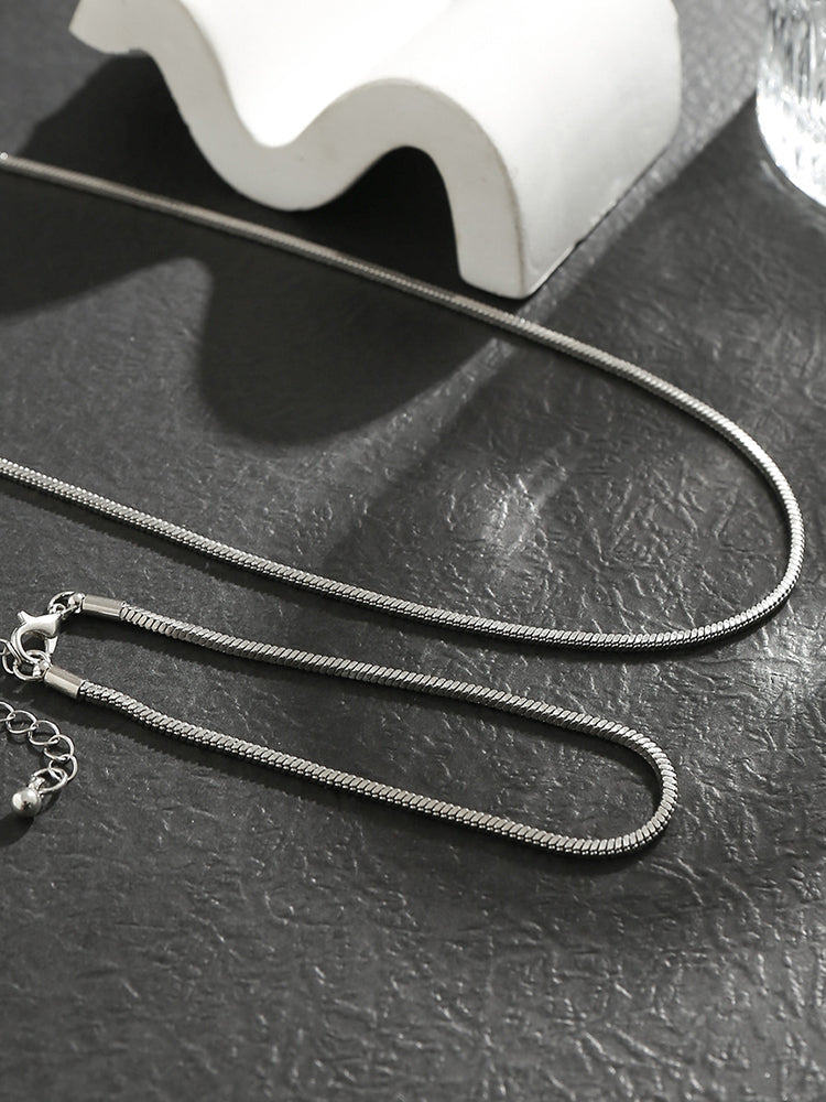 Simple Snake Chain Necklace and Bracelet Set