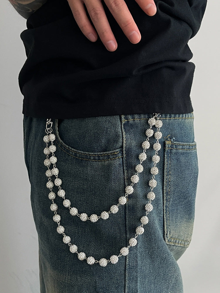 Hip-Hop Street Rhinestone Keychain Wallet Pants Chain