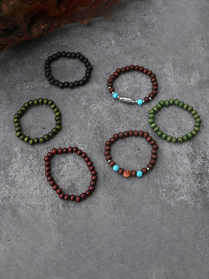 Bohemian Vintage Wooden Beads Bracelet Set