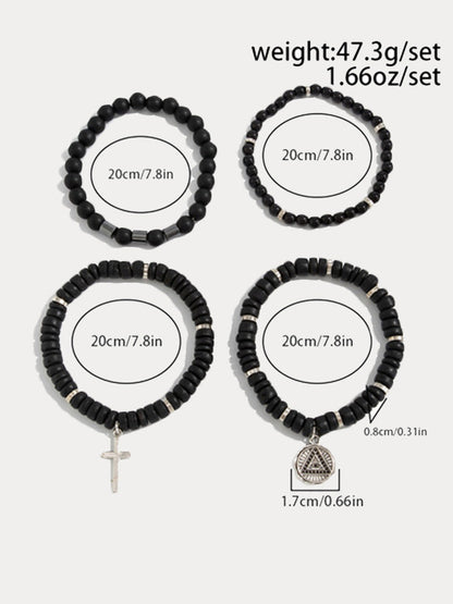 4Pcs Stackable Beaded Cross Bracelet Set