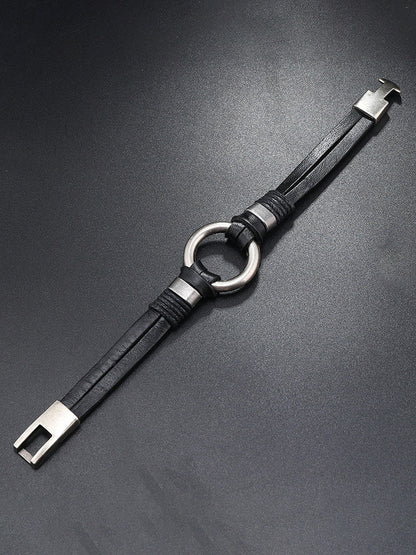 Retro Metal Buckle Leather Bracelet