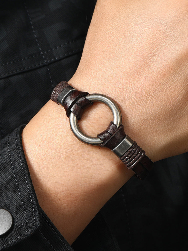 Retro Metal Buckle Leather Bracelet