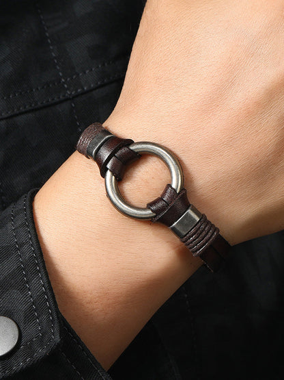 Retro Metal Buckle Leather Bracelet