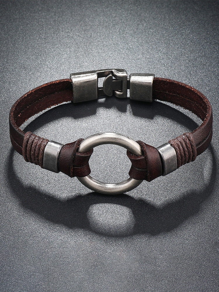Retro Metal Buckle Leather Bracelet