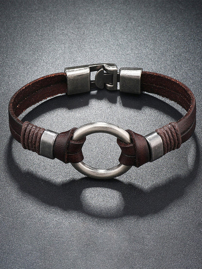 Retro Metal Buckle Leather Bracelet