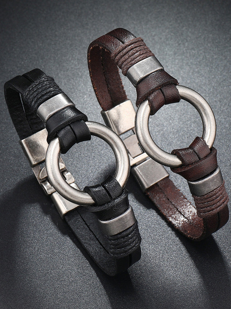 Retro Metal Buckle Leather Bracelet