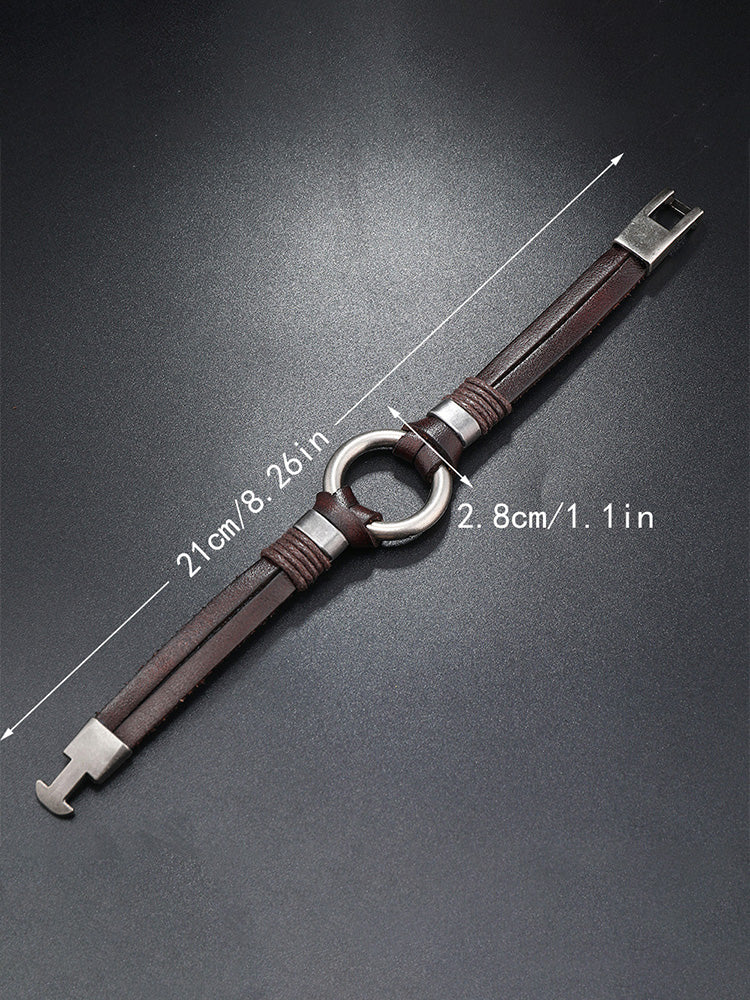 Retro Metal Buckle Leather Bracelet