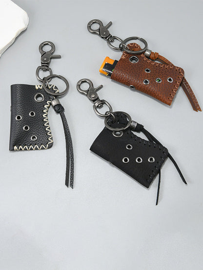 Retro Design Lighter Leather Case Keychain