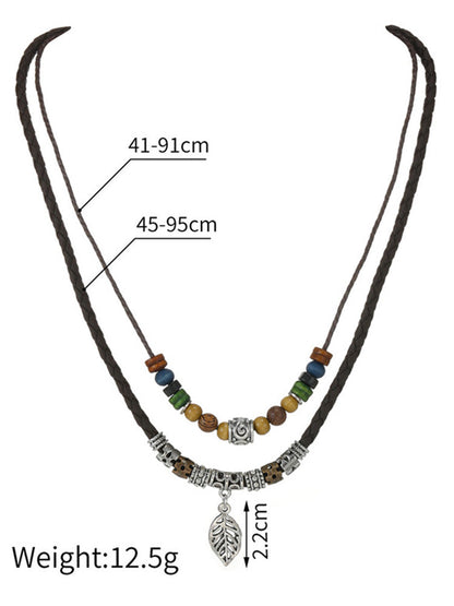 Vintage Style Double Layer Leaf Pendant Necklace