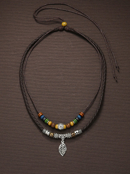 Vintage Style Double Layer Leaf Pendant Necklace