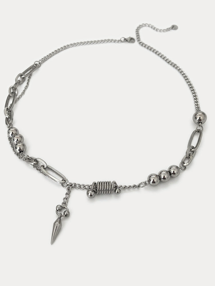 Punk Stainless Steel Rivet Pendant Necklace