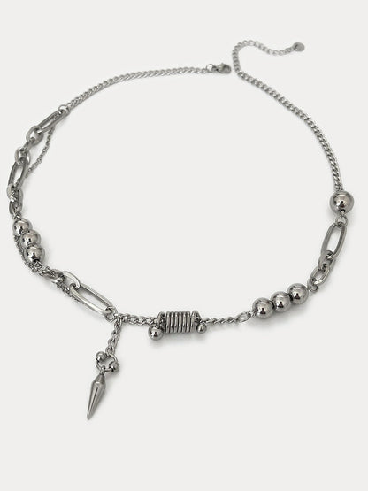 Punk Stainless Steel Rivet Pendant Necklace