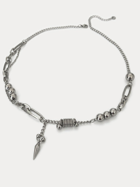 Punk Stainless Steel Rivet Pendant Necklace