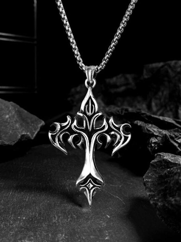 Vintage Gothic Cross Pendant Necklace