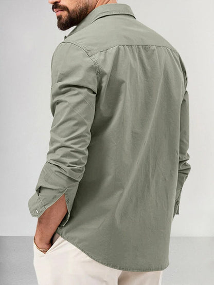 Casual Double Pockets Solid Shirt