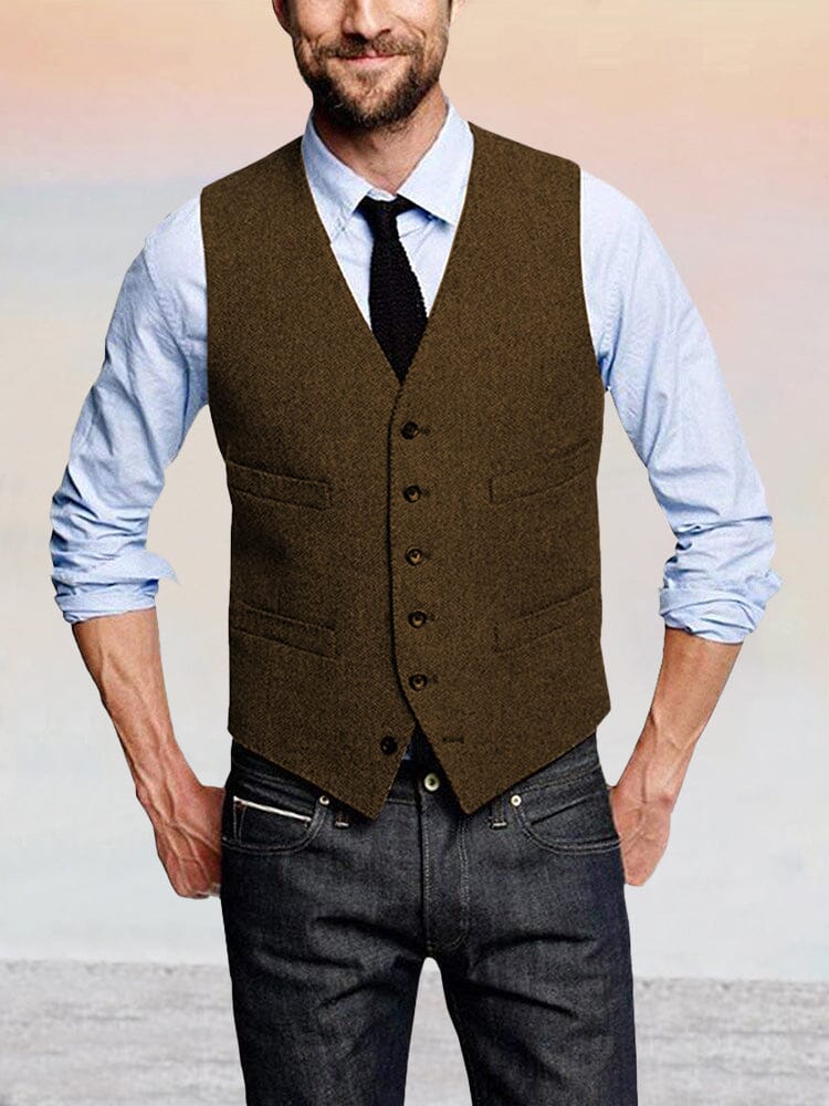 Classic Retro Tweed Vest