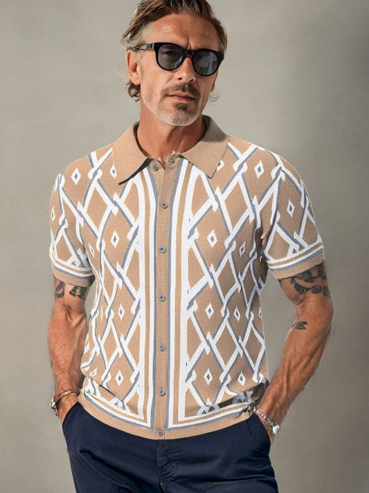 Vintage-Inspired Geometric Knit Shirt