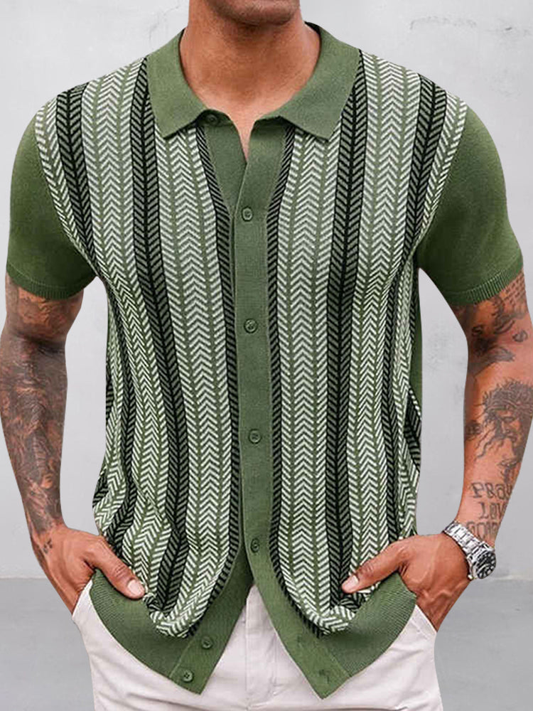 Casual Summer Jacquard Knit Shirt