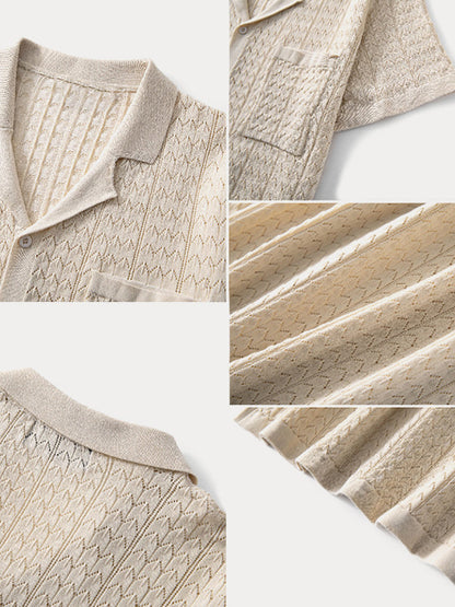 Casual Breathable Textured Knit Shirt