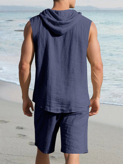 Premium Cotton Hooded Tank Shorts Set