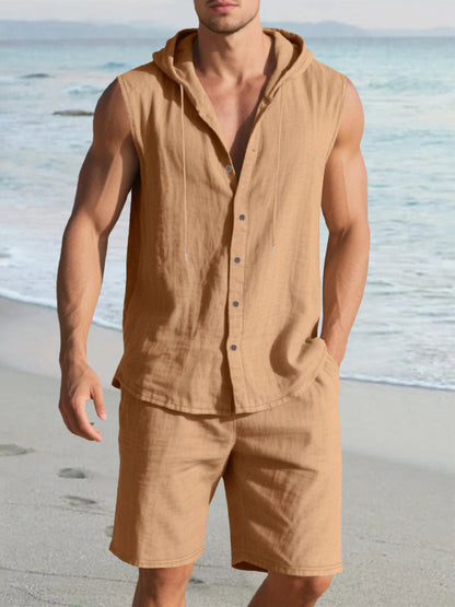 Premium Cotton Hooded Tank Shorts Set