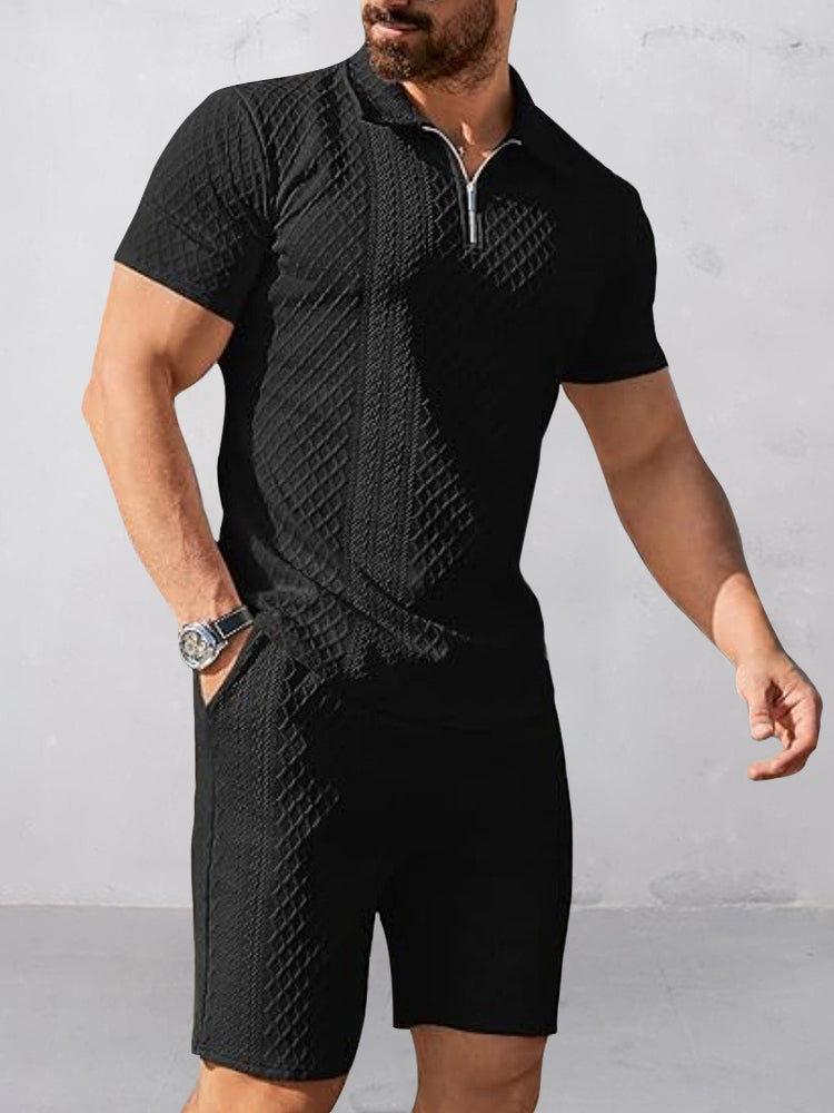 Trendy Textured Polo Shorts Outfit