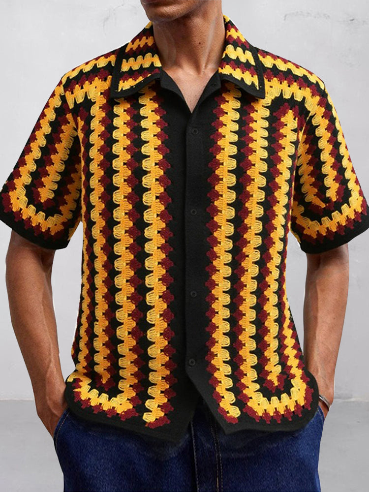 Trendy Openwork Crochet Knit Shirt