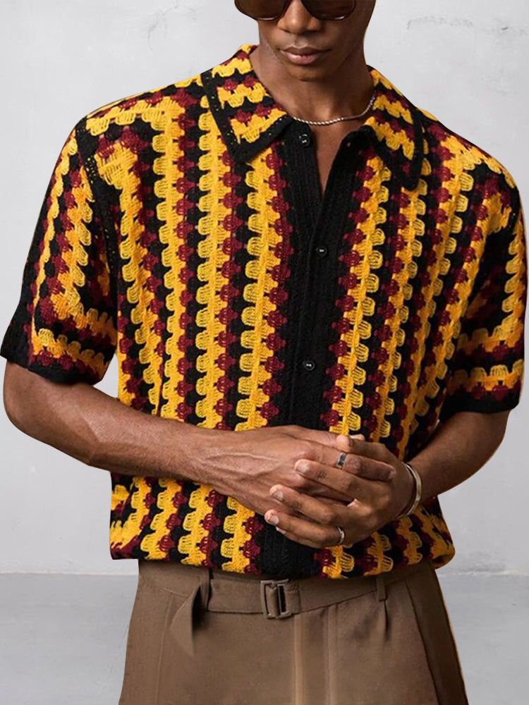 Trendy Openwork Crochet Knit Shirt