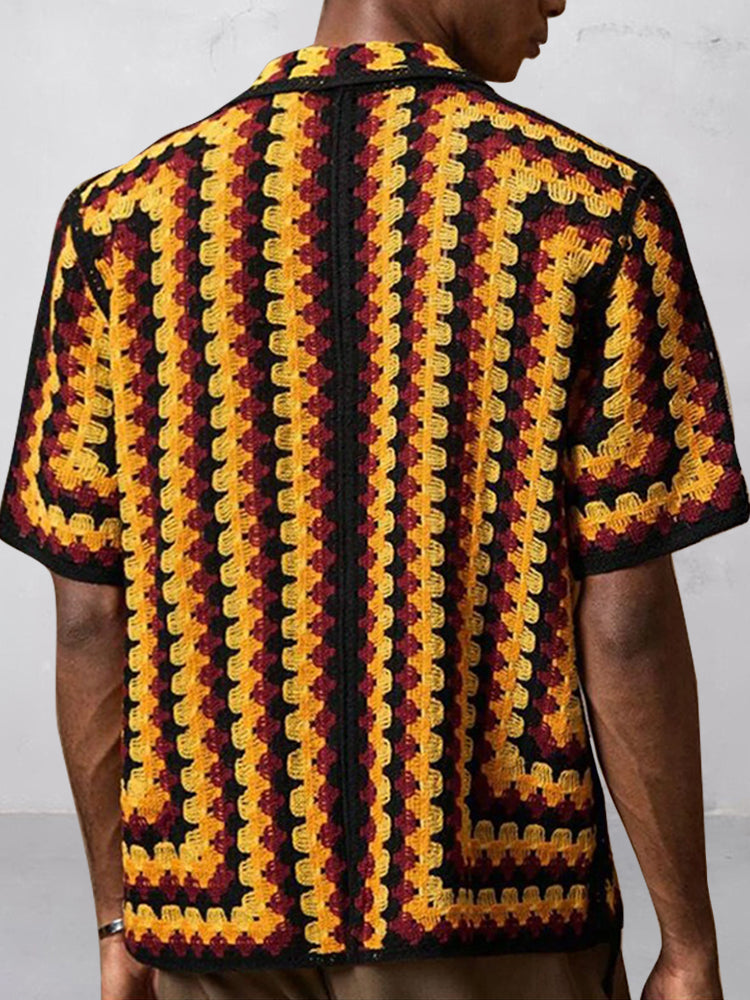 Trendy Openwork Crochet Knit Shirt