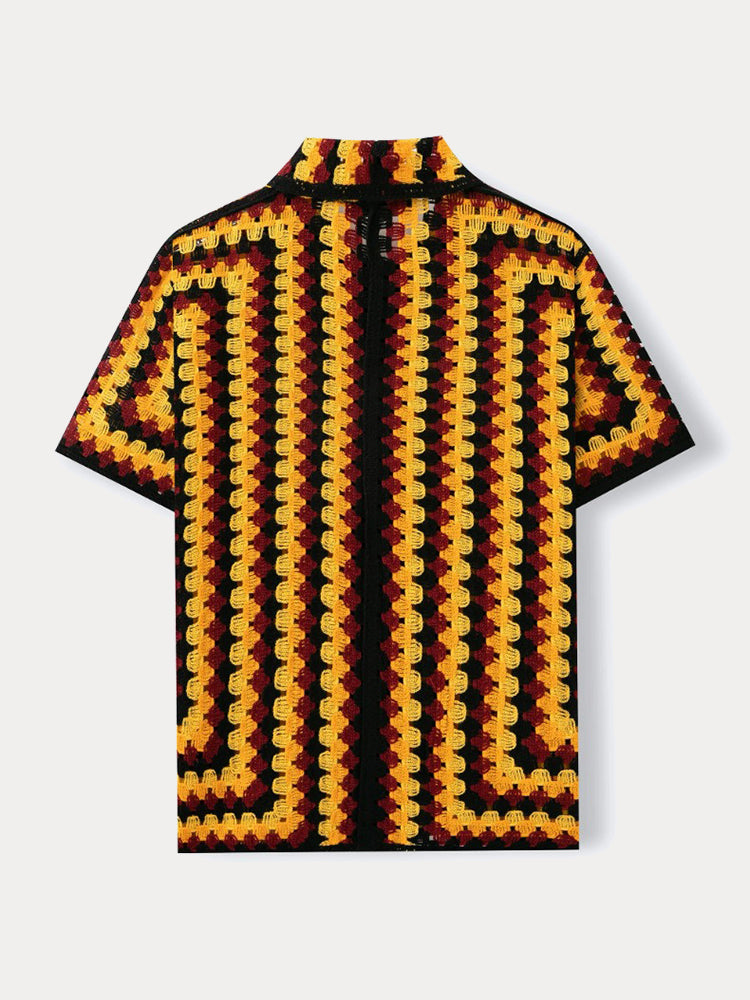 Trendy Openwork Crochet Knit Shirt