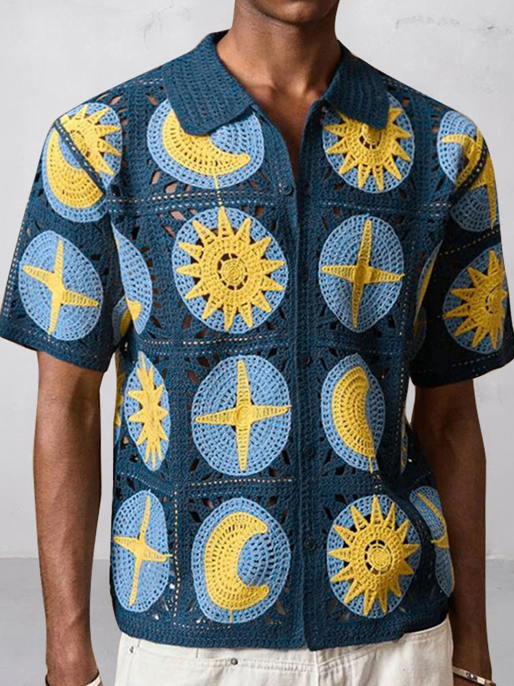 Trendy Openwork Crochet Knit Shirt