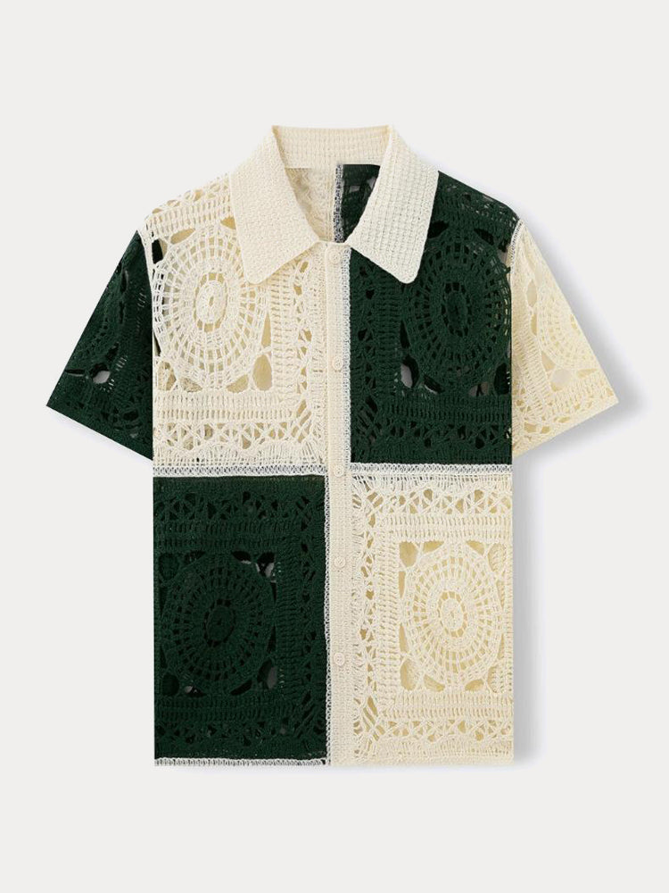 Trendy Openwork Crochet Knit Shirt