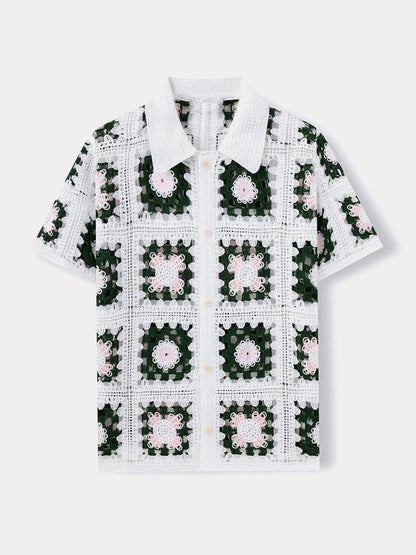 Trendy Openwork Crochet Knit Shirt