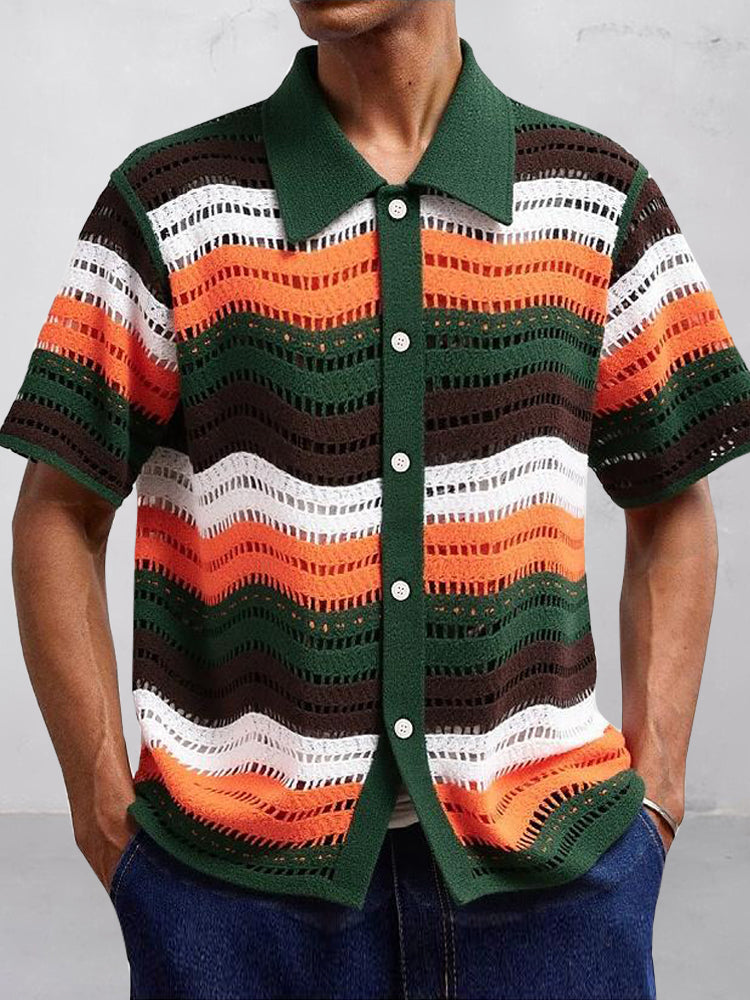 Trendy Openwork Crochet Knit Shirt