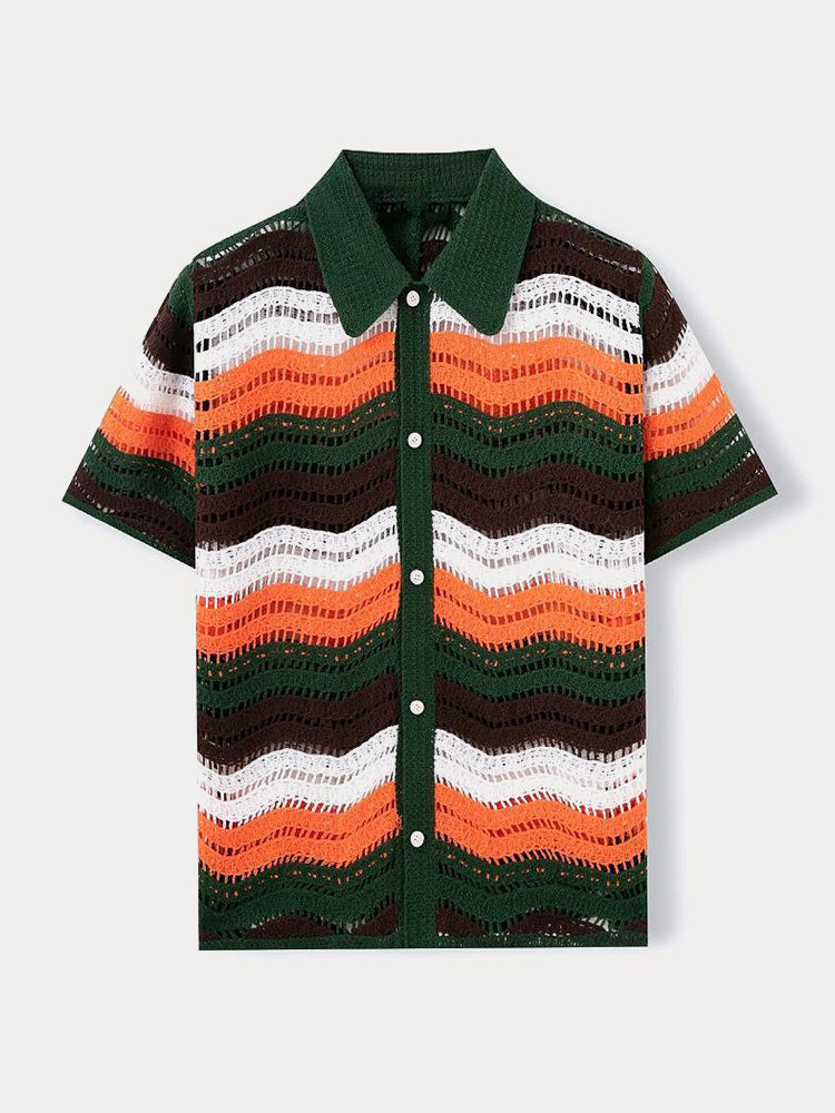 Trendy Openwork Crochet Knit Shirt