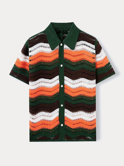 Trendy Openwork Crochet Knit Shirt