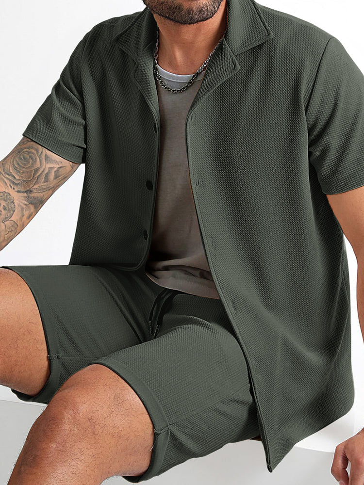 Simple Loose Fit Textured 2-Piece Set